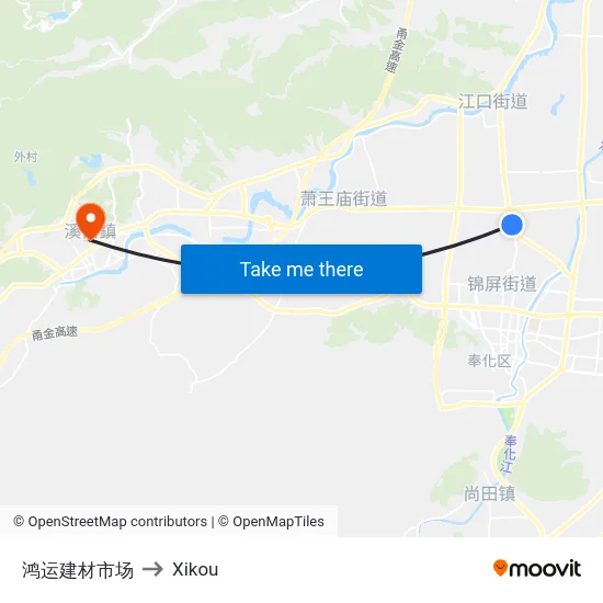 鸿运建材市场 to Xikou map