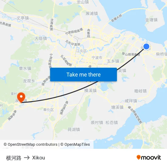 横河路 to Xikou map