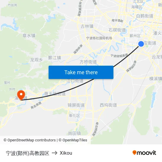 宁波(鄞州)高教园区 to Xikou map