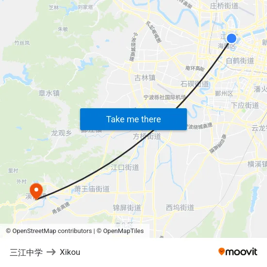 三江中学 to Xikou map