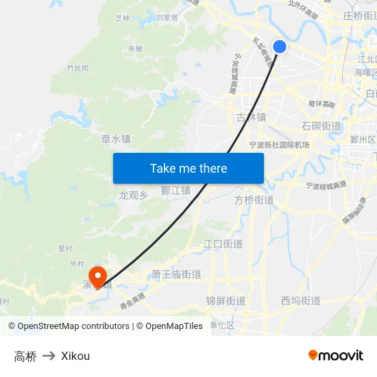 高桥 to Xikou map