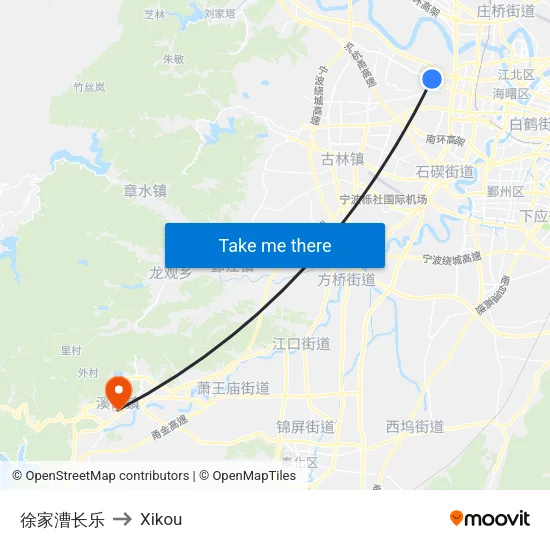 Xujiacao Changle to Xikou map