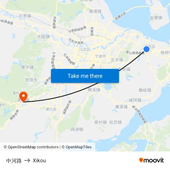 中河路 to Xikou map
