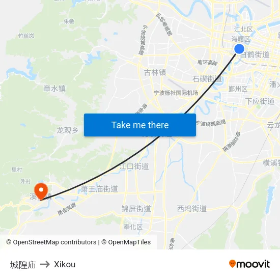 City God Temple to Xikou map