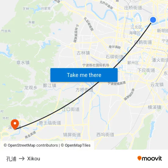 Kongpu to Xikou map