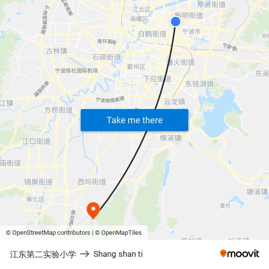 江东第二实验小学 to Shang shan ti map