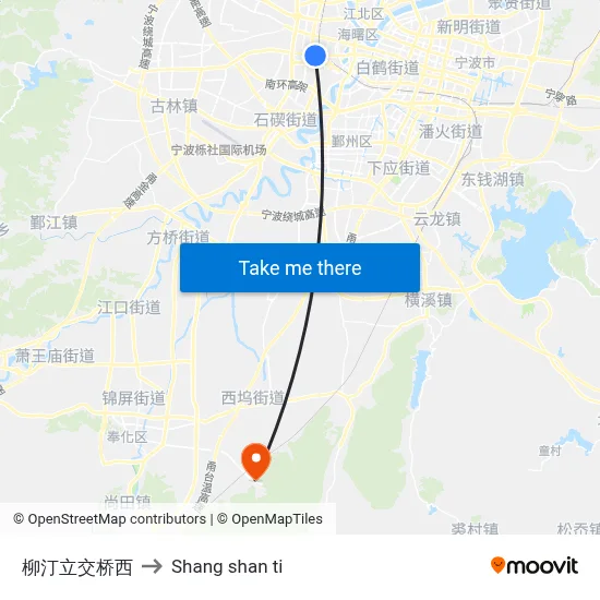 Liuting Overpass West to Shang Shan Ti map