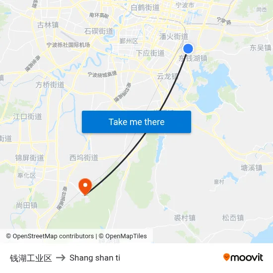 Qianhu Industrial Zone to Shang Shan Ti map