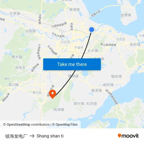 Zhenhai Power Plant to Shang Shan Ti map