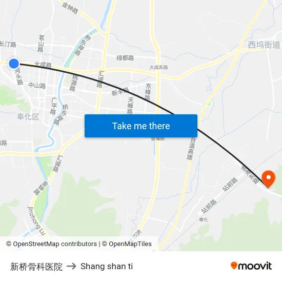 Xinqiao Orthopedic Hospital to Shang Shan Ti map