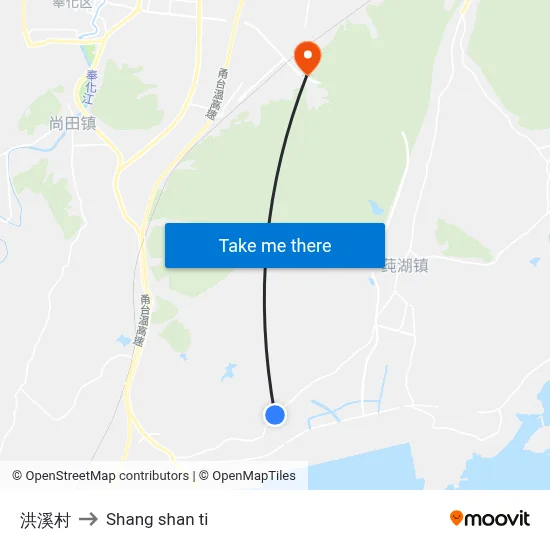 洪溪村 to Shang shan ti map