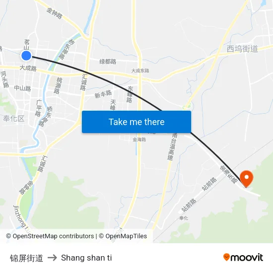 Jinping Street to Shang Shan Ti map