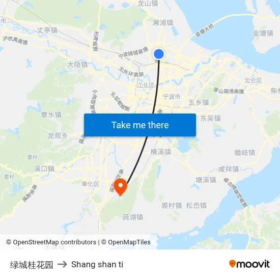 Lvcheng Osmanthus Garden to Shang Shan Ti map