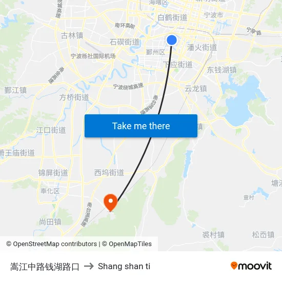 Songjiang Middle Road-Qianhu Road Intersection to Shang Shan Ti map