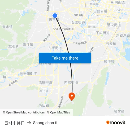 Yunlin Middle Road Intersection to Shang Shan Ti map