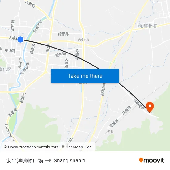 太平洋购物广场 to Shang shan ti map