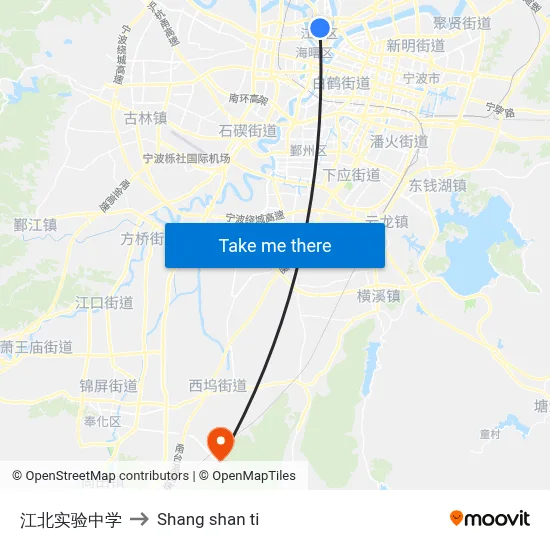 Jiangbei Experimental Middle School to Shang Shan Ti map