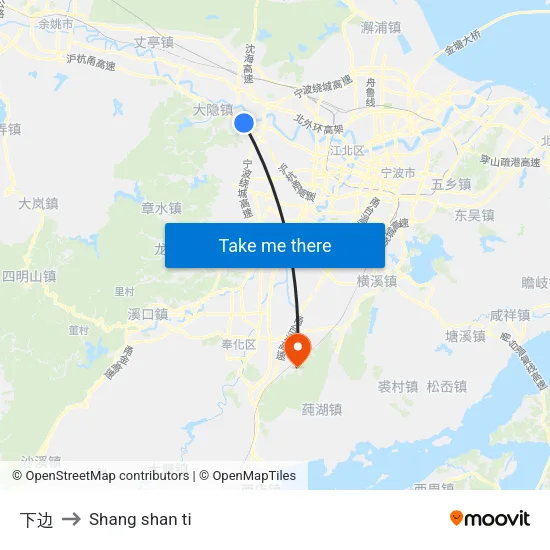 Xiabian to Shang Shan Ti map