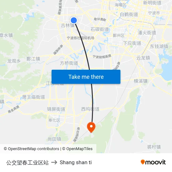 Transit Wangchun Industrial Zone Station to Shang Shan Ti map