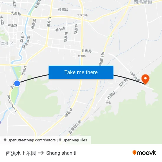 西溪水上乐园 to Shang shan ti map
