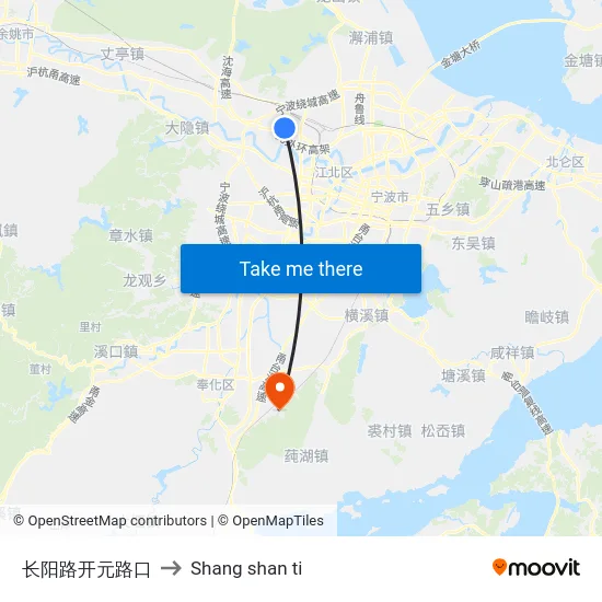 长阳路开元路口 to Shang shan ti map