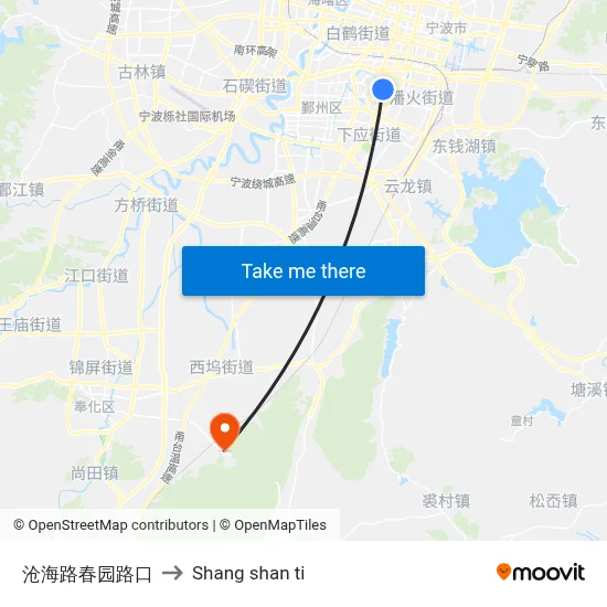 Changhai Road-Chunyuan Road Intersection to Shang Shan Ti map