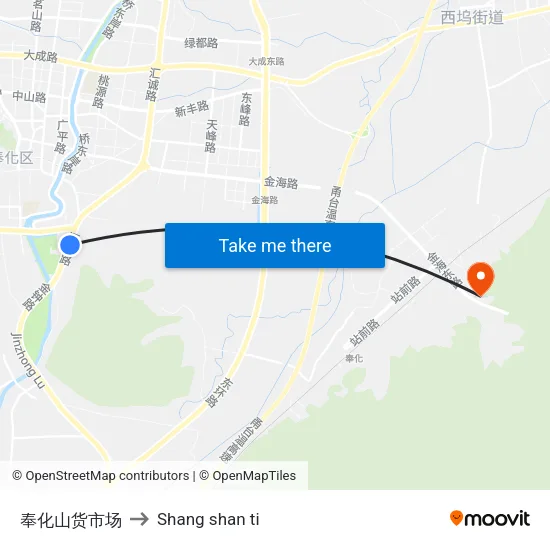 奉化山货市场 to Shang shan ti map