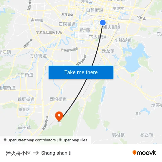 潘火桥小区 to Shang shan ti map