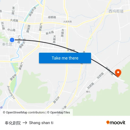 奉化剧院 to Shang shan ti map