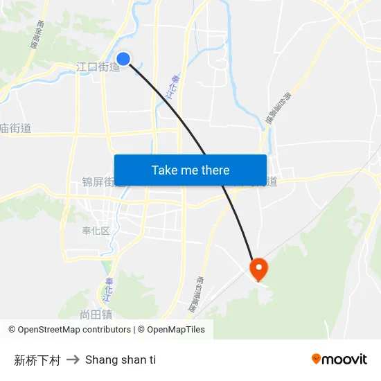 Xinqiaoxia Village to Shang Shan Ti map