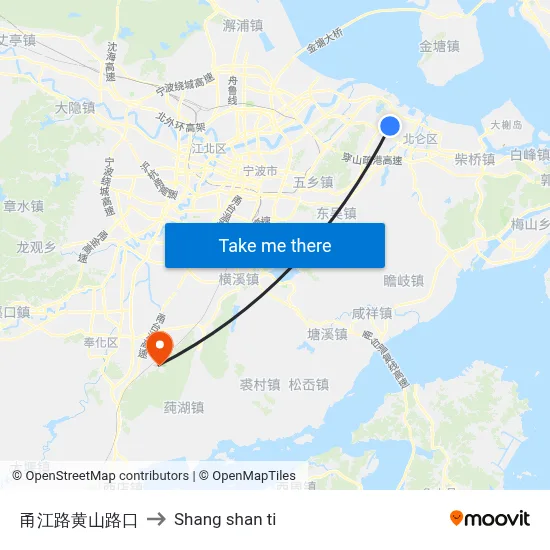 Yongjiang Road & Huangshan Road to Shang Shan Ti map