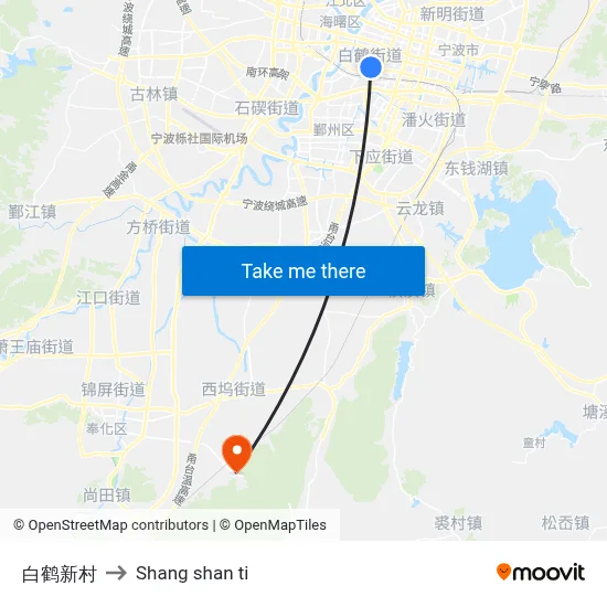 Baihexin Village to Shang Shan Ti map
