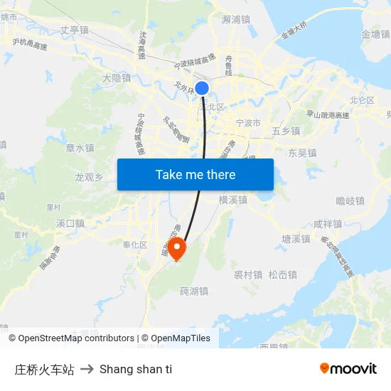 Zhuangqiao Railway Station to Shang Shan Ti map