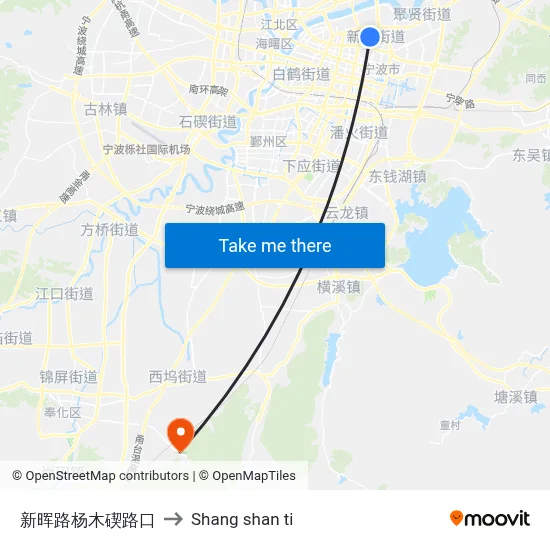 Xinhui Road Yangmuqian Intersection to Shang Shan Ti map