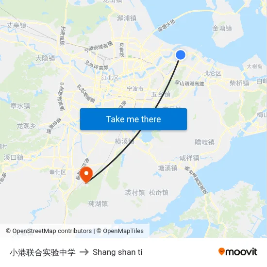 Xiaogang United Experimental School to Shang Shan Ti map