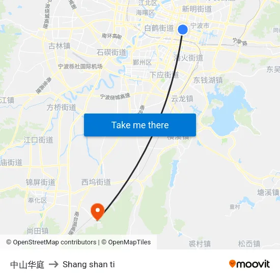 Zhongshan Huating to Shang Shan Ti map