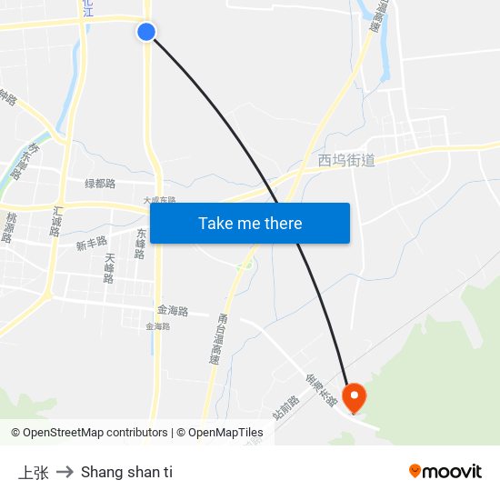 上张 to Shang shan ti map