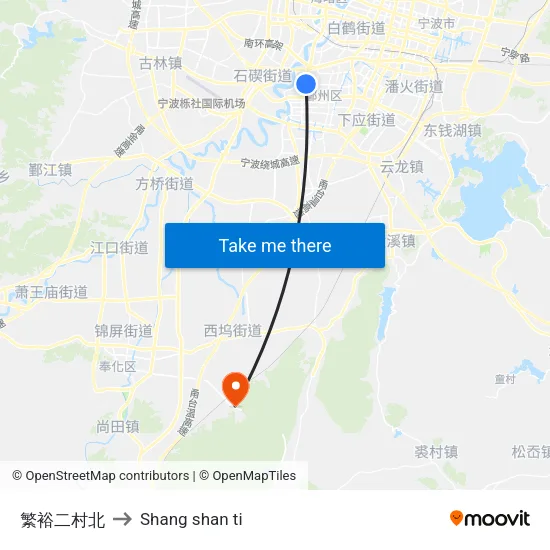 North Fanyu 2nd Village to Shang Shan Ti map