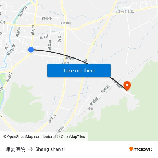 Rehabilitation Hospital to Shang Shan Ti map