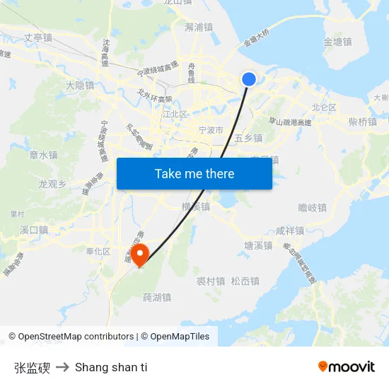 Zhang Jian Dock to Shang Shan Ti map