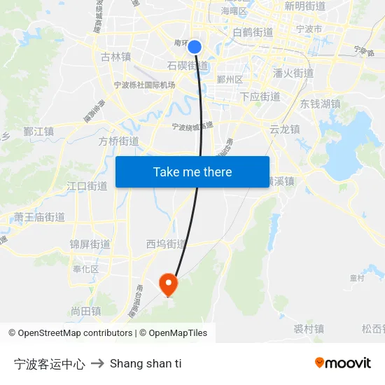 Ningbo Passenger Transport Center to Shang Shan Ti map