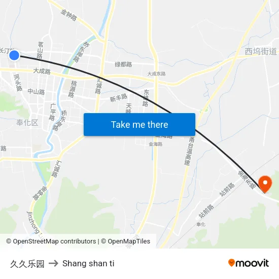 Jiujiu Park to Shang Shan Ti map