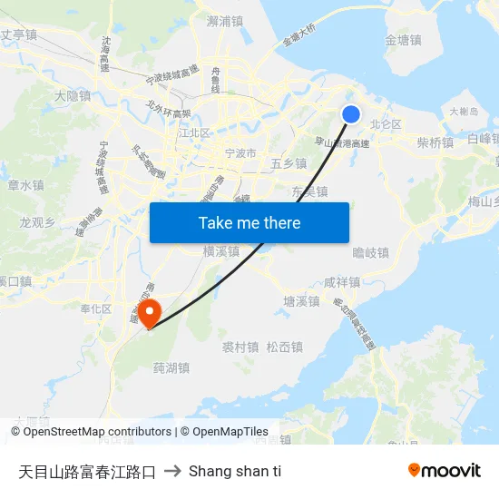 Tianmushan Road-Fuchunjiang Road Junction to Shang Shan Ti map