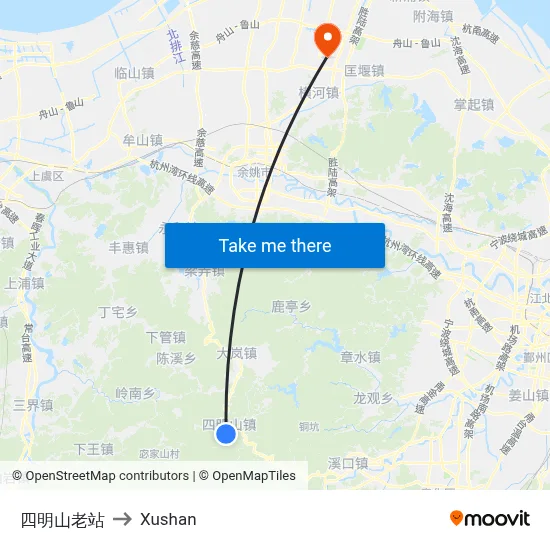 Siming Mountain Old Station to Xushan map