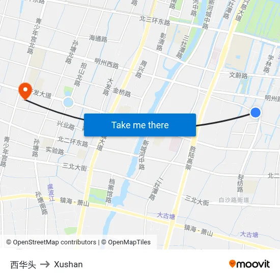 West Huatou to Xushan map