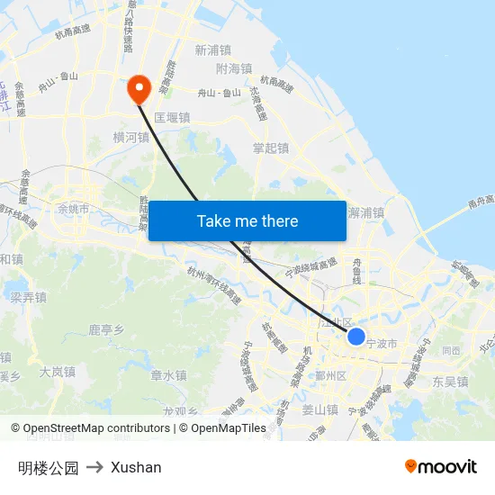 Minglou Park to Xushan map