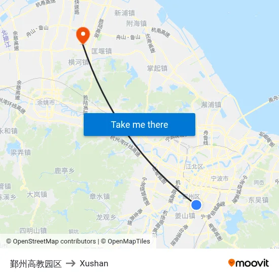 Yinzhou Higher Education Park to Xushan map