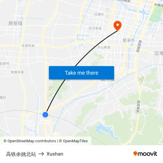 High-Speed Yuyang North Station to Xushan map