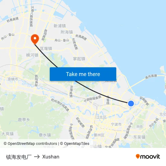 Zhenhai Power Plant to Xushan map