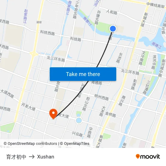 Yucai Middle School to Xushan map
